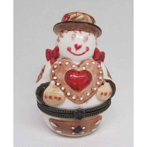 Villeroy & Boch Snowman Trinket Box Holding Heart Porcelain 3.5" In Box - Treats - Picture 3 of 11
